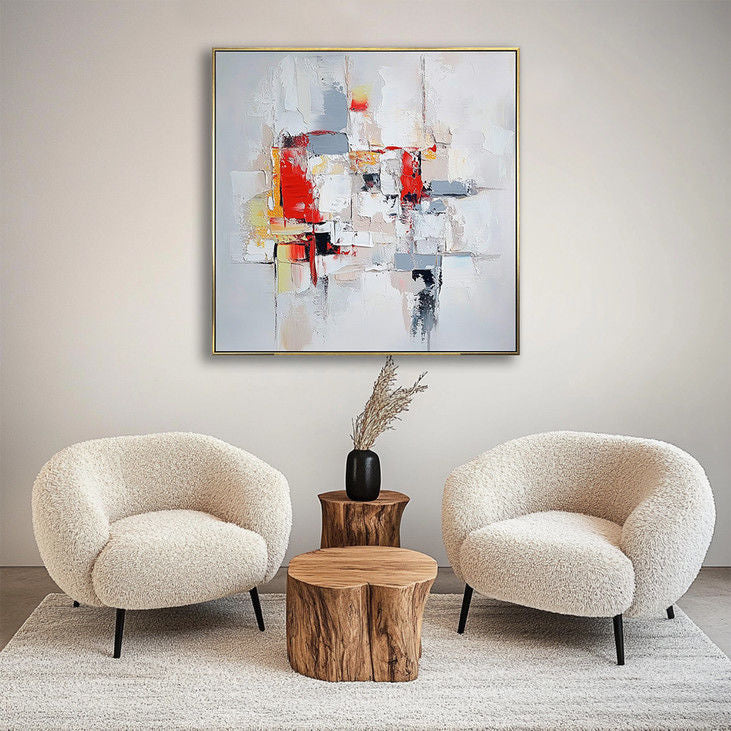 Abstract Geometric Wall Art Modern Textured Canvas Decor #YX31