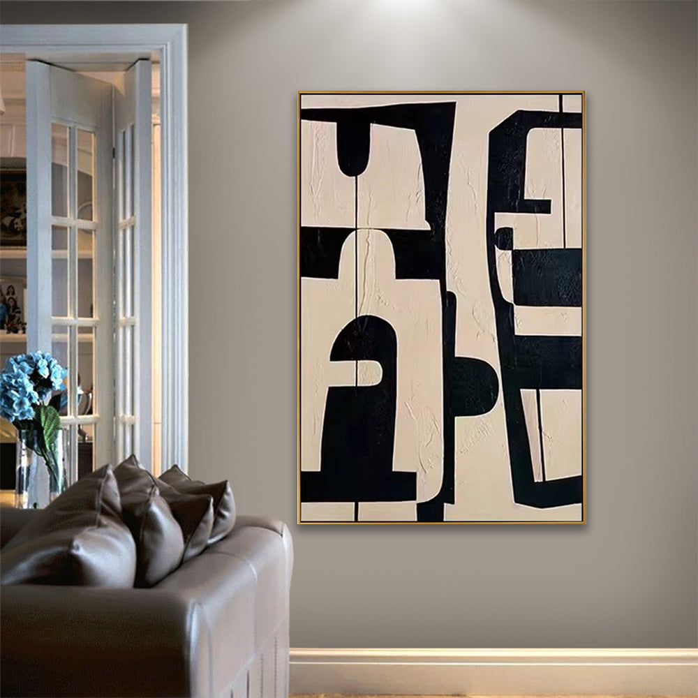 Black & Beige Abstract Geometric Wall Art #VA321