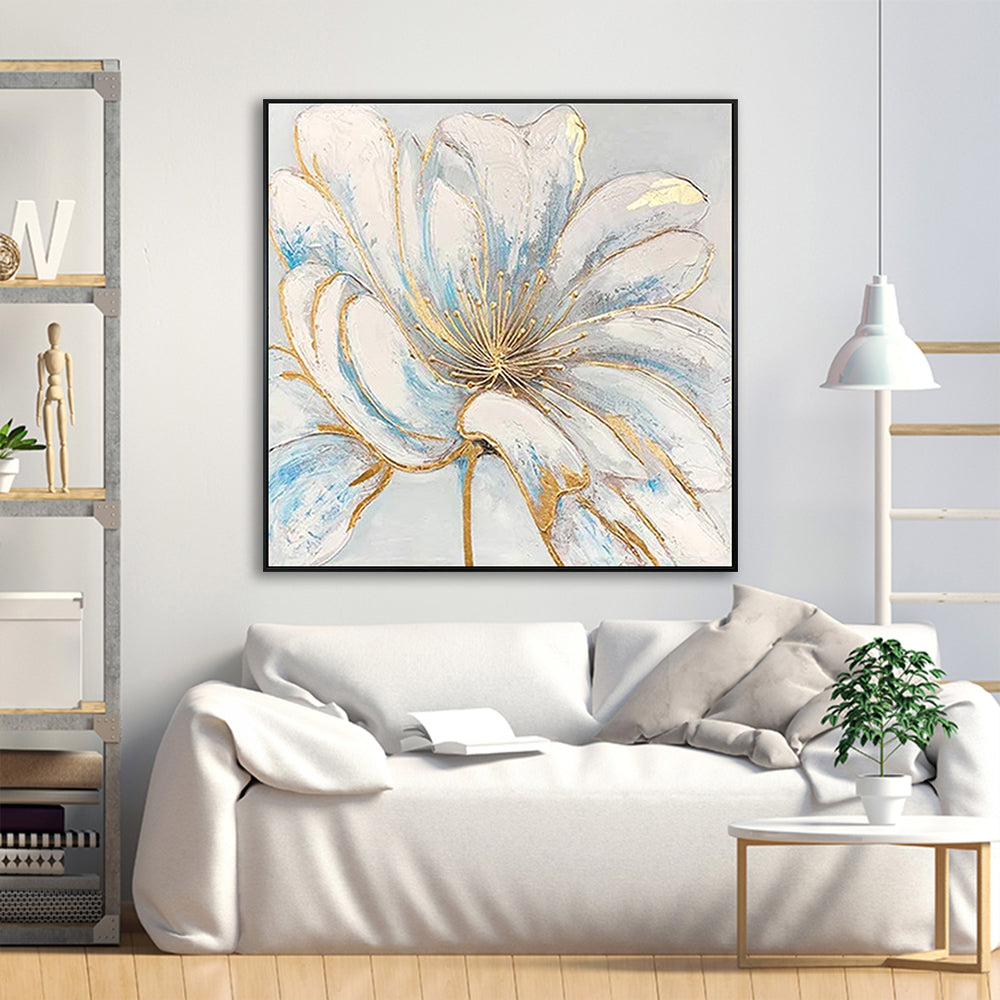 Abstract White Flower with Gold Details #YX327