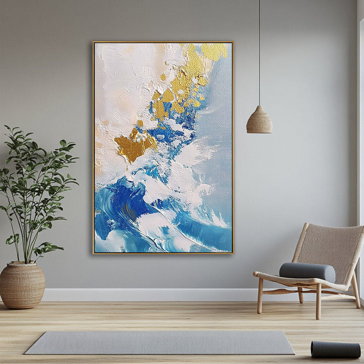 Gold Foil Hand Painted Abstract Wall Art #YX83
