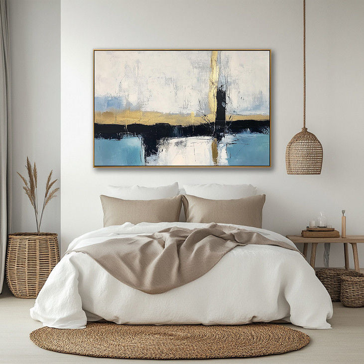 Calming Blue & Gold Abstract Art #YX119