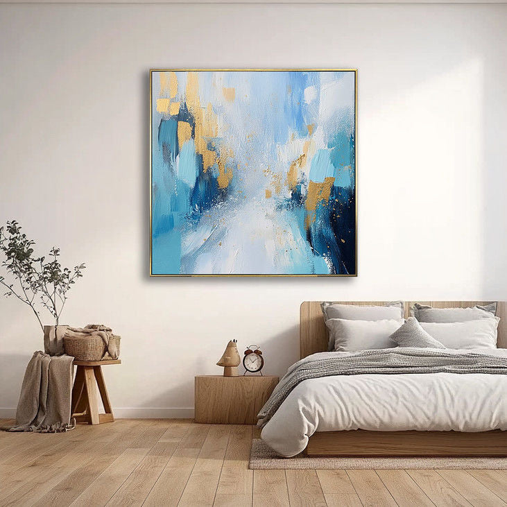 Artistic Blue and Gold Abstract #YX39