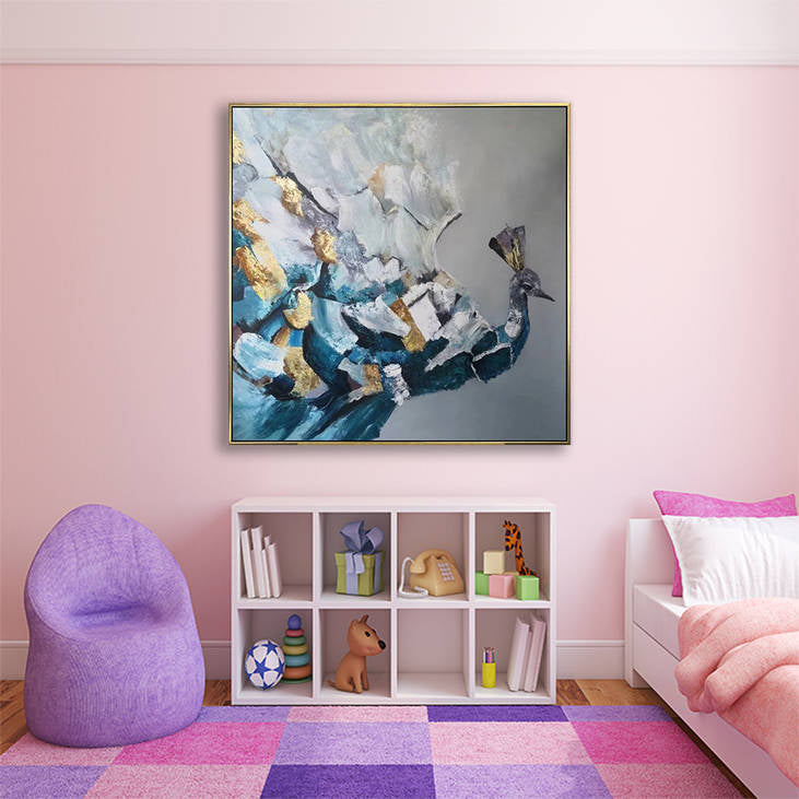 Abstract Peacock Canvas Painting #YX307