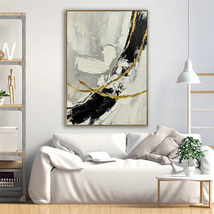 Hand Painted Abstract Decorative Wall Art with Gold Accents #YX363