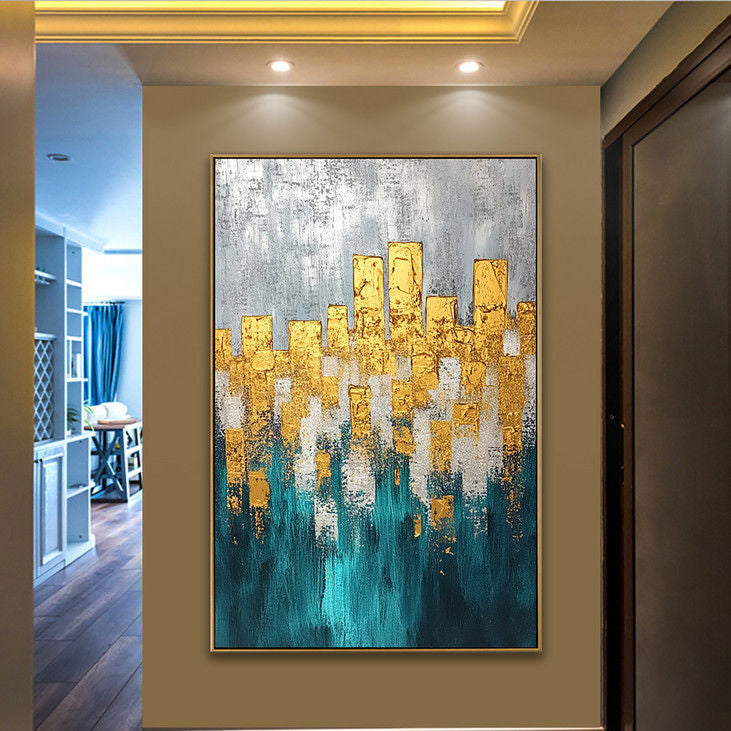 Contemporary Gold Foil City Art #YX78