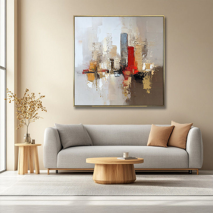 Abstract Cityscape Handmade Canvas Painting #YX12