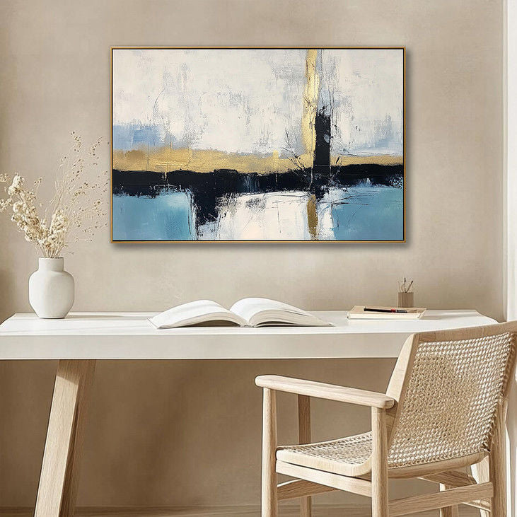 Calming Blue & Gold Abstract Art #YX119