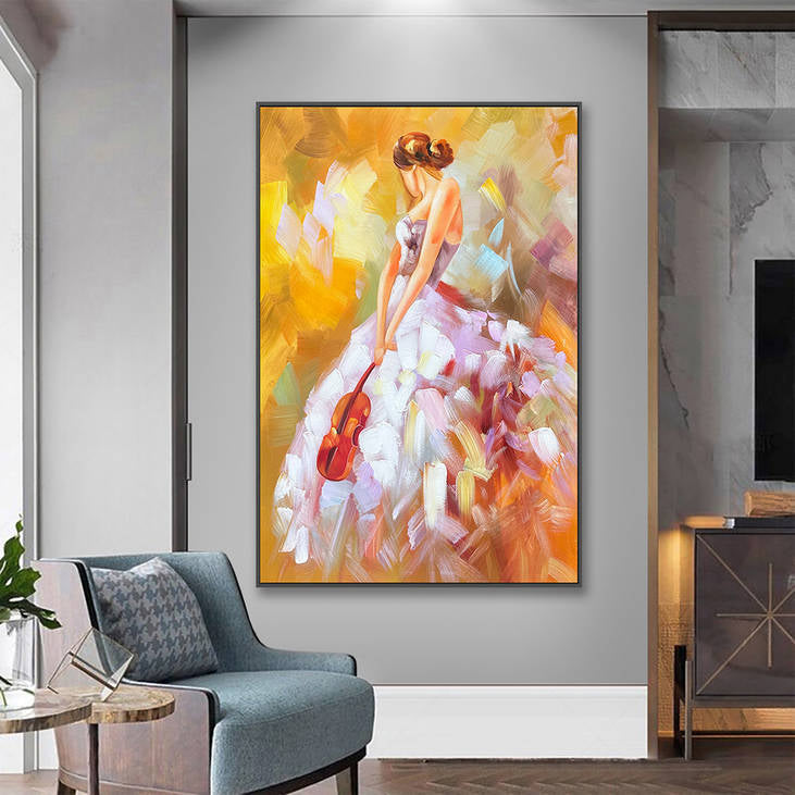 Vibrant Abstract Lady Violin Art #YX218
