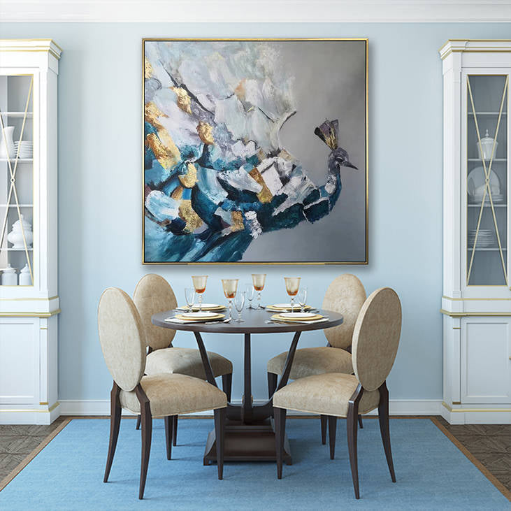 Abstract Peacock Canvas Painting #YX307