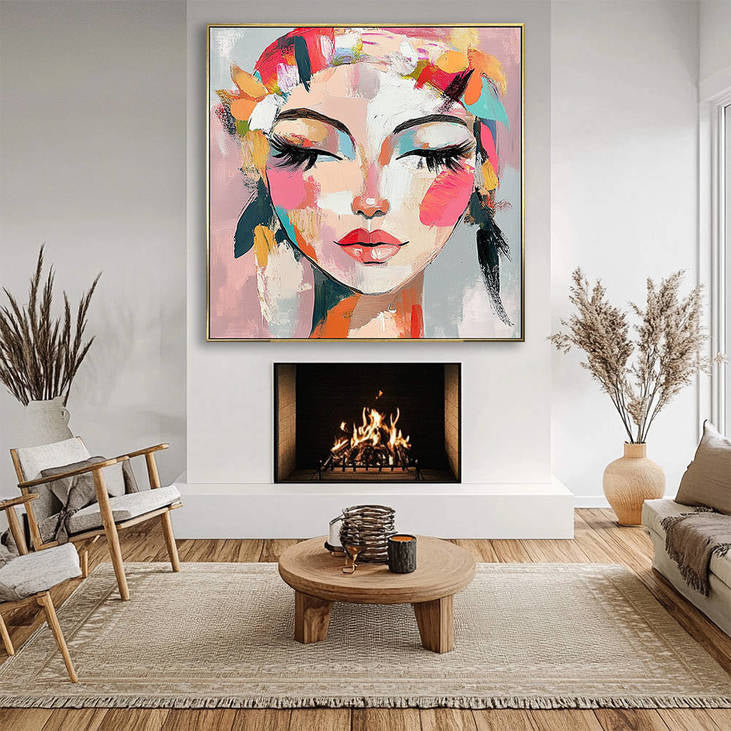 Abstract Colorful Portrait Canvas Painting #YX332