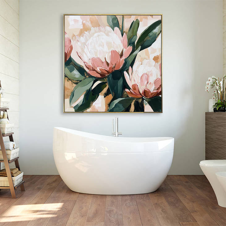 Hand Painted Protea Canvas Wall Art #YX340