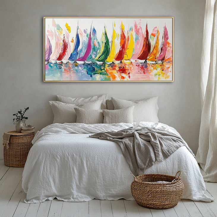 Colorful Sailboat Fleet Canvas Art #YX98