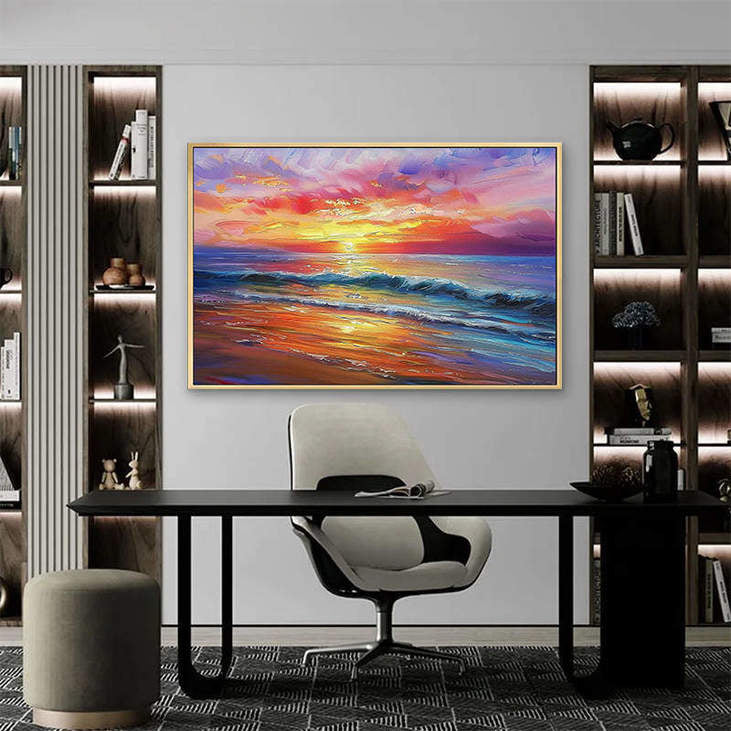 Colorful Coastal Sunset Painting #VA307