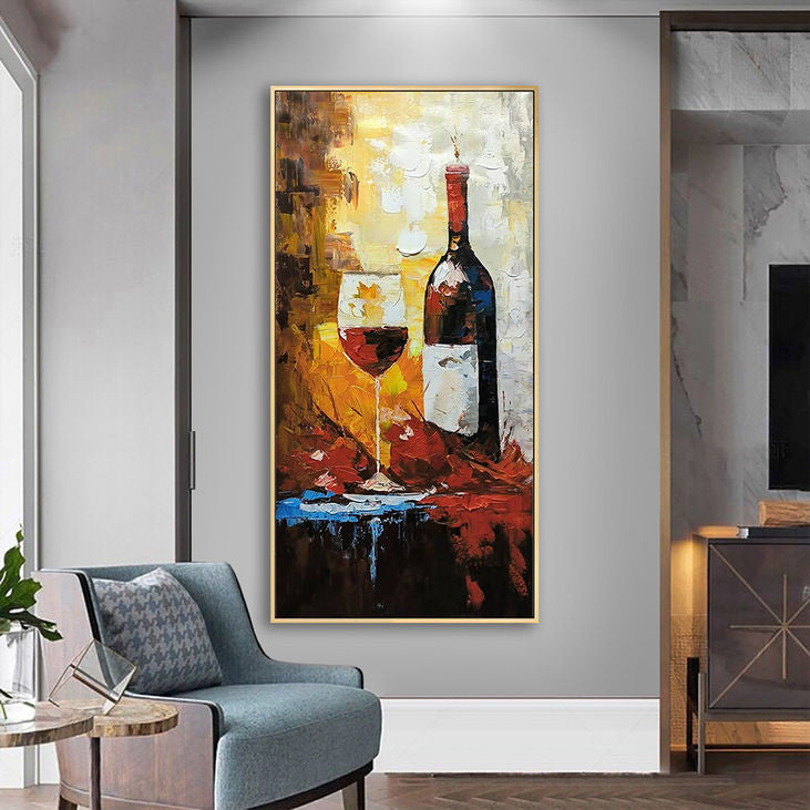 Vibrant Wine Glass & Bottle Canvas #VA442