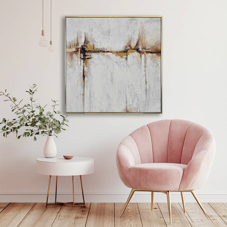 Abstract Beige & Gold Hand Painted Canvas Wall Art #YX306