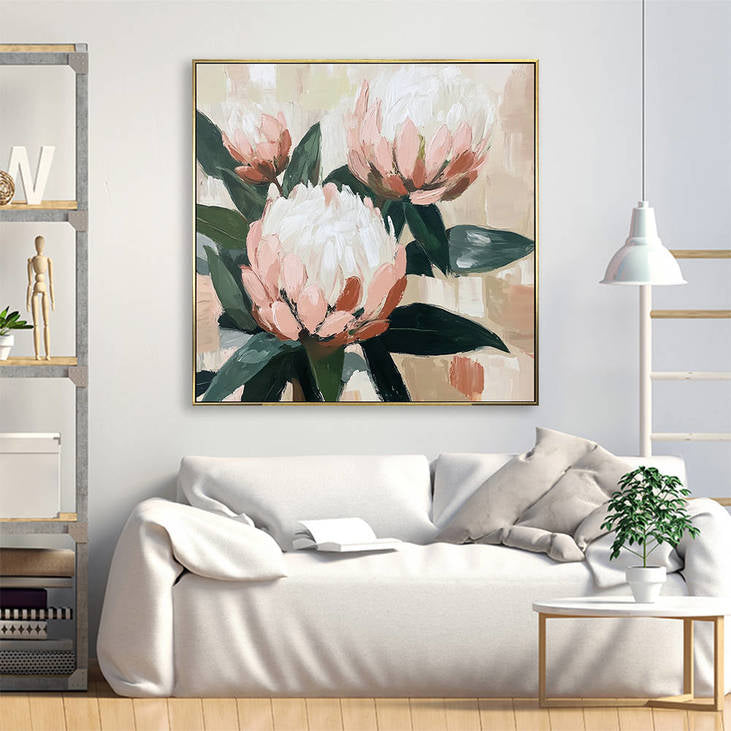 Hand Painted Protea Flower Canvas Art #YX341