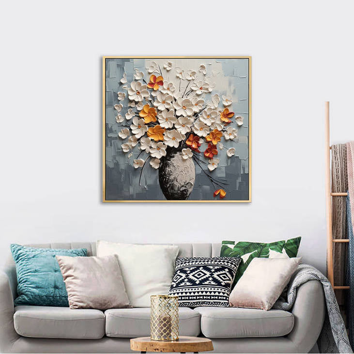 Hand Painted Impasto Flower Bouquet Art #VA112