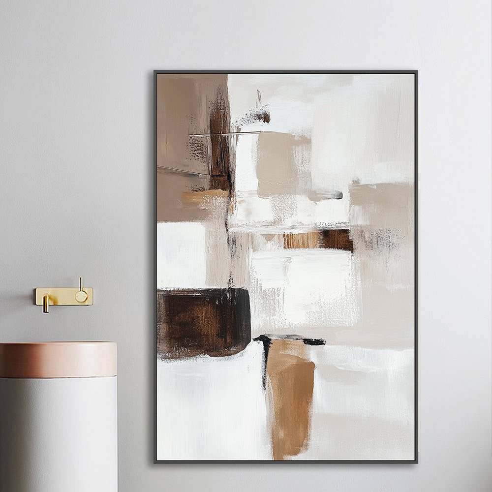 Abstract Beige Brown Textured Canvas Painting #YX313