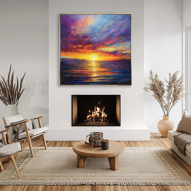 Colorful Sunset Seascape Handmade Canvas #YX140