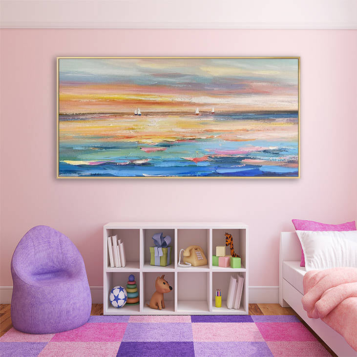 Hand Painted Sea Sunset Landscape Painting #YX310