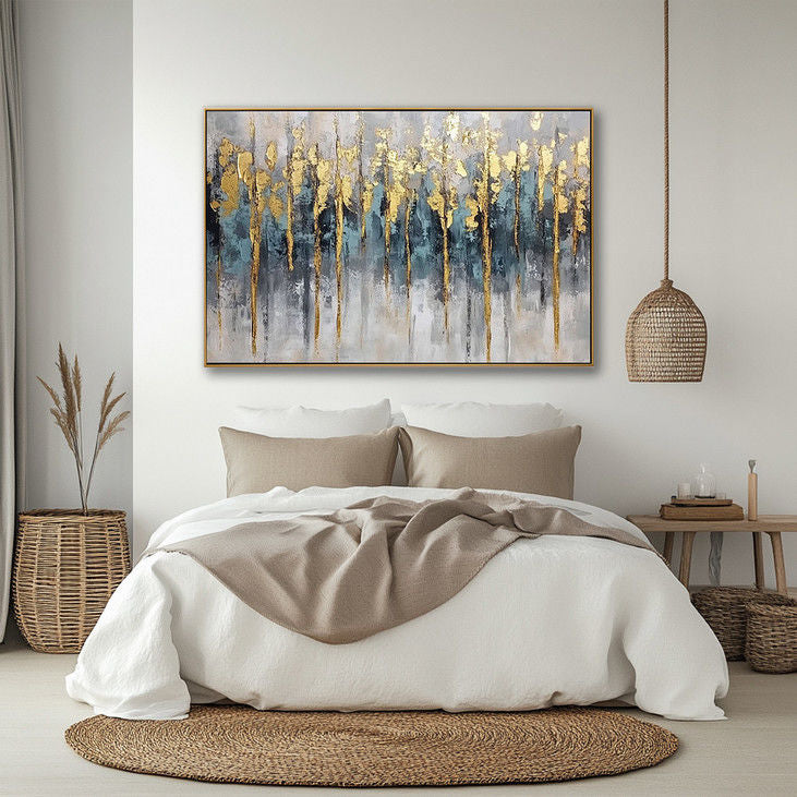 Gold Foil Tree Forest Abstract Painting #YX114