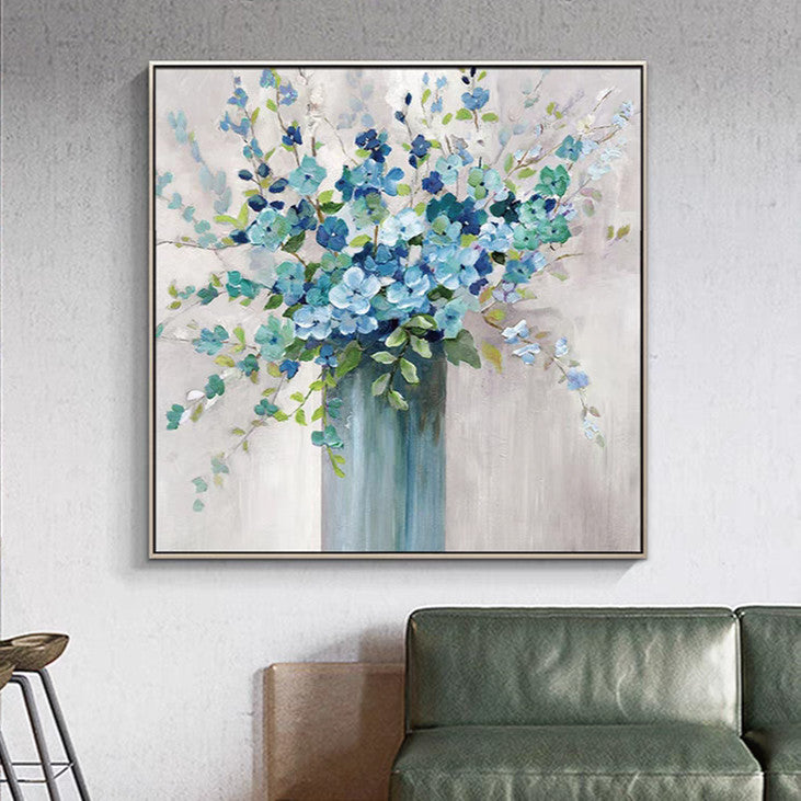 Blue Hydrangea Bouquet Canvas Art #VA320