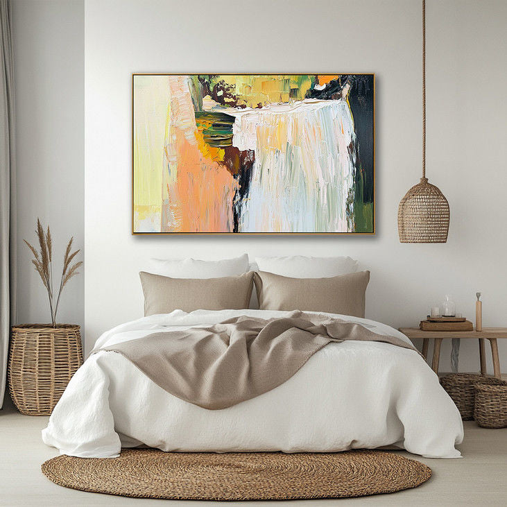 Impasto Abstract Waterfall Painting Textured Wall Art Centerpiece #YX127