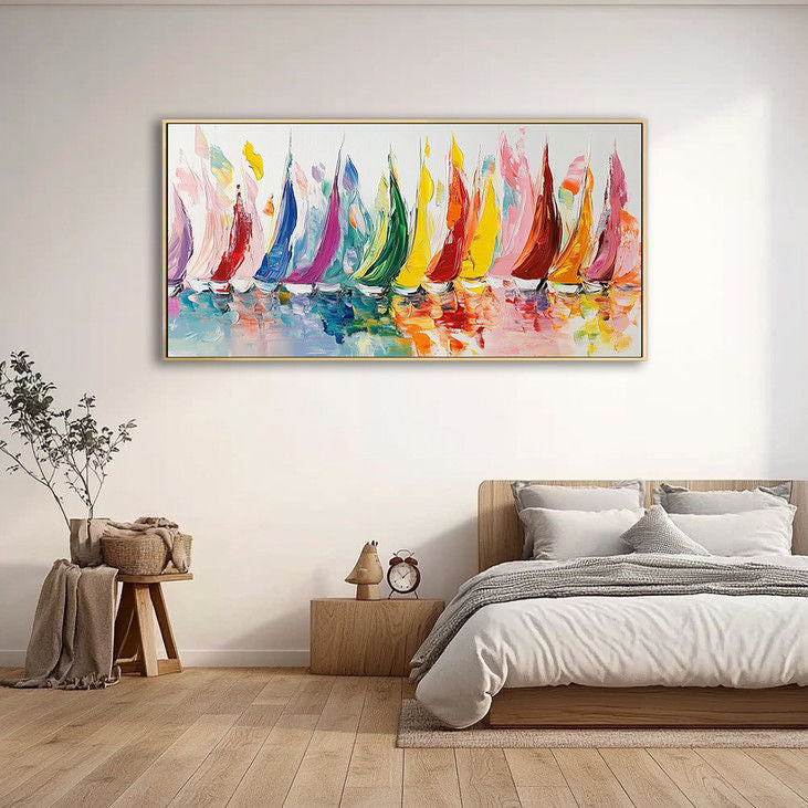 Colorful Sailboat Fleet Canvas Art #YX98