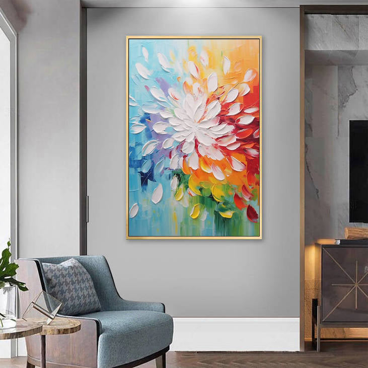 3D Textured Multicolor Flower Art #VA113