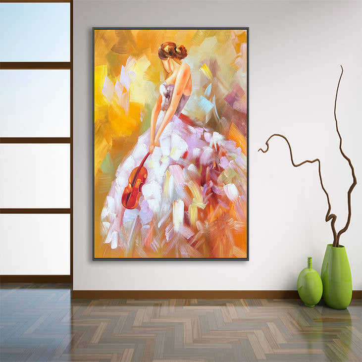 Vibrant Abstract Lady Violin Art #YX218