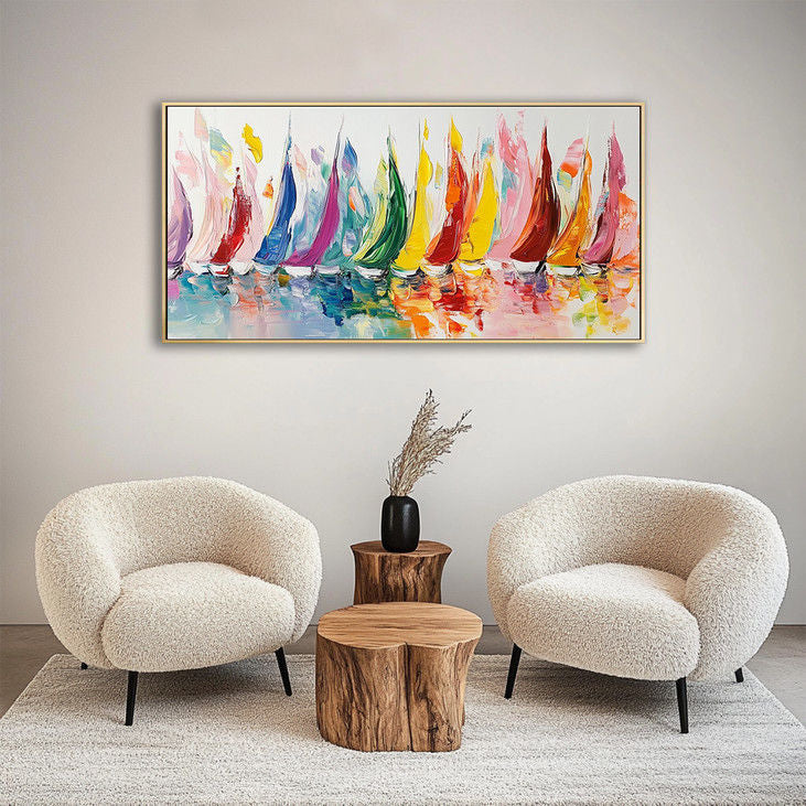 Colorful Sailboat Fleet Canvas Art #YX98