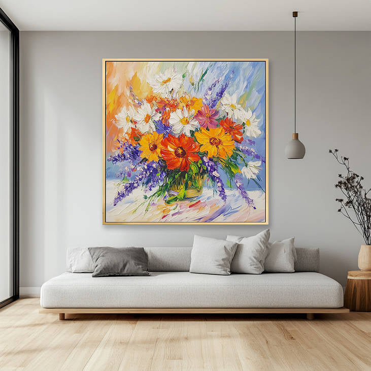 Hand Painted Textured Flower Vase Canvas #YX223