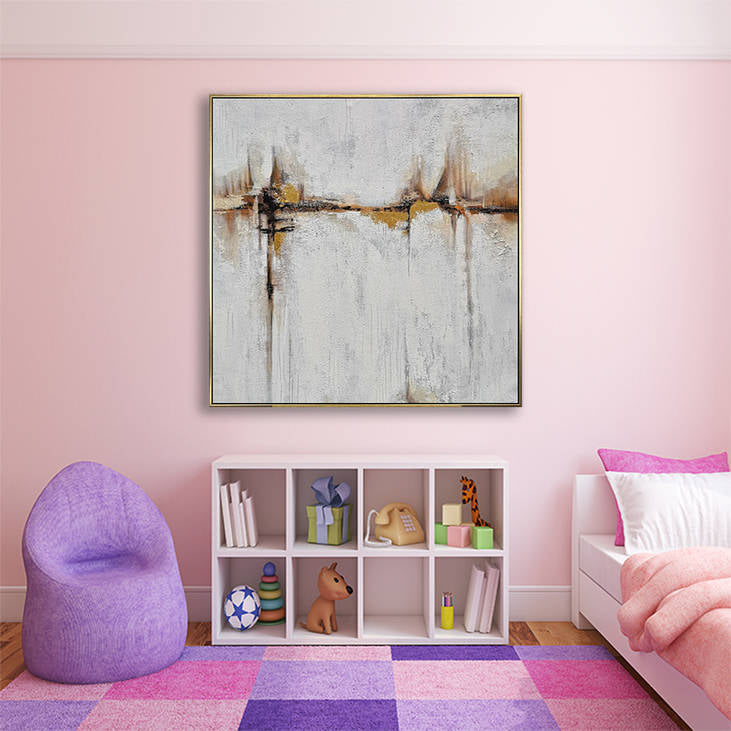 Abstract Beige & Gold Hand Painted Canvas Wall Art #YX306
