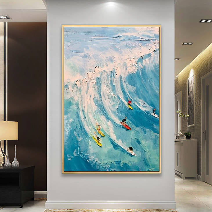 Hand Painted Surfing Scene Canvas #YX227