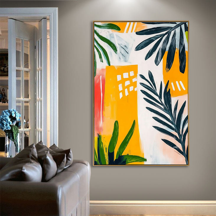 Abstract Tropical Leaf Canvas Art #YX179