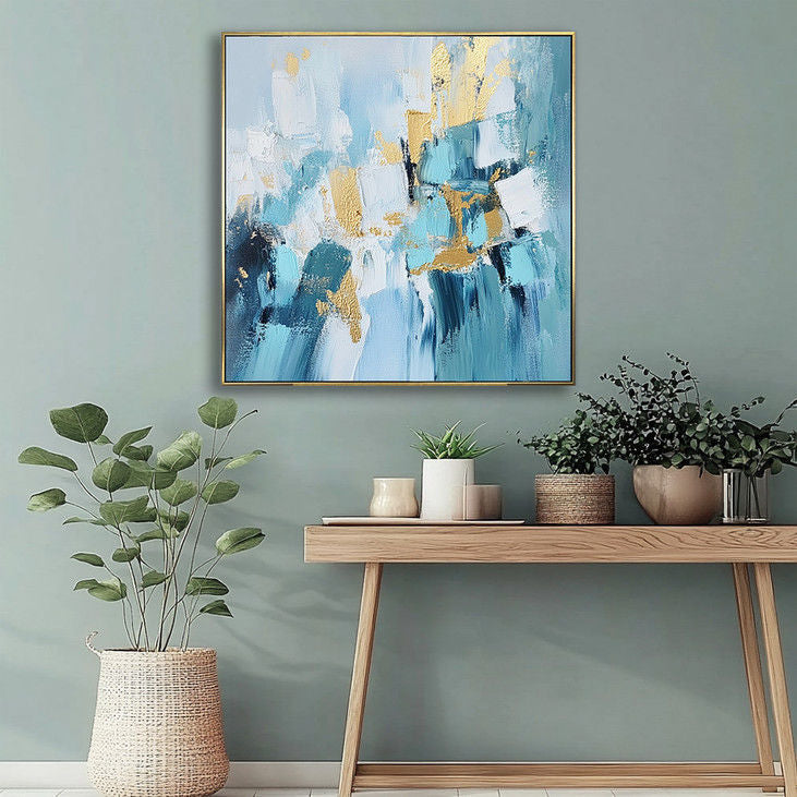 Gold Accented Impasto Abstract Painting #YX38