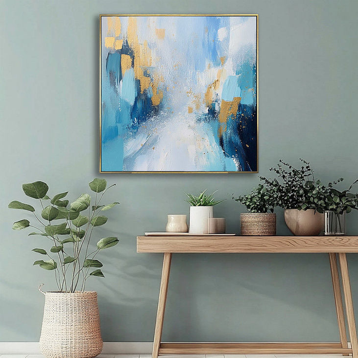 Artistic Blue and Gold Abstract #YX39