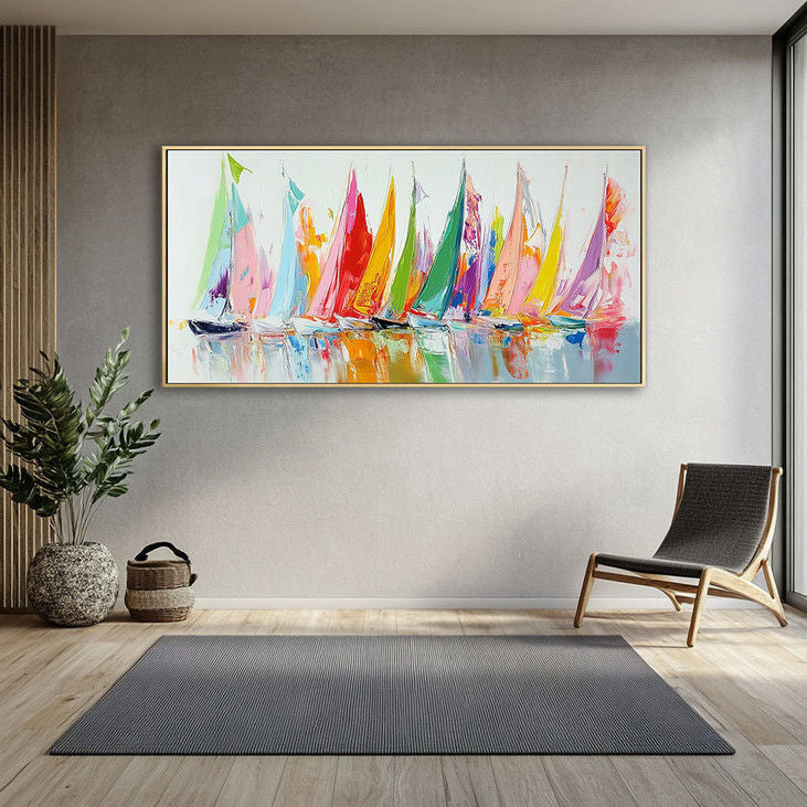 Vibrant Sailing Scene Canvas #YX99