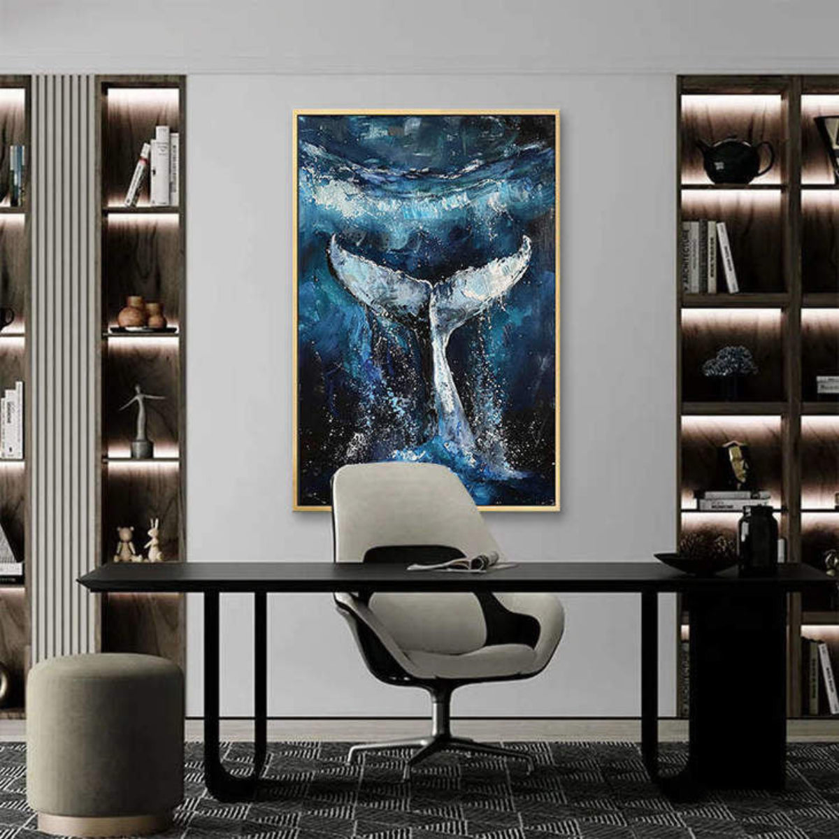 Blue Sea Whale Tail Canvas #VA318