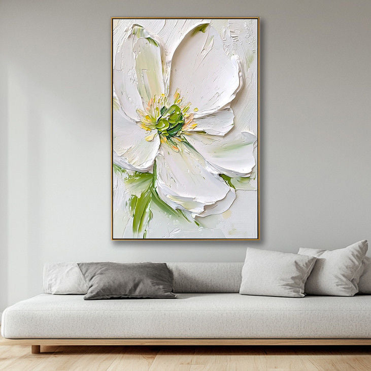 Textured White Flower Canvas Art #YX44