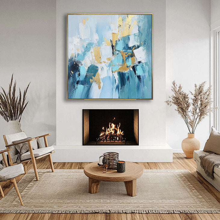 Gold Accented Impasto Abstract Painting #YX38