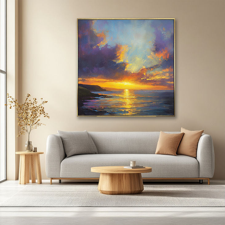 Coastal Sunset Dream: Abstract Seascape Art #YX157