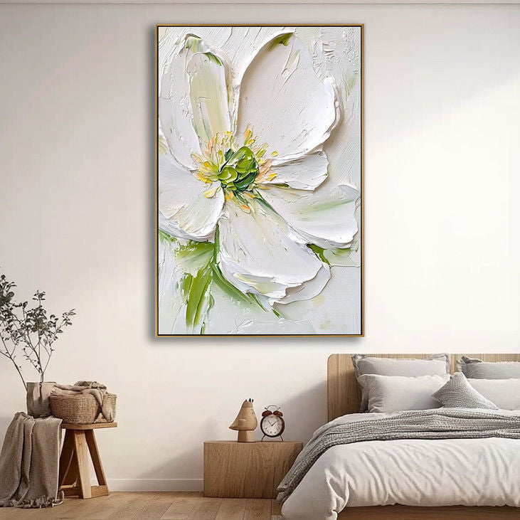 Textured White Flower Canvas Art #YX44