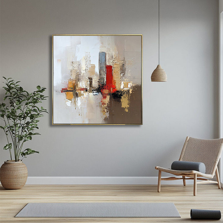 Abstract Cityscape Handmade Canvas Painting #YX12