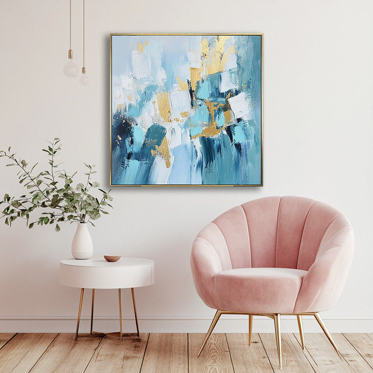 Gold Accented Impasto Abstract Painting #YX38