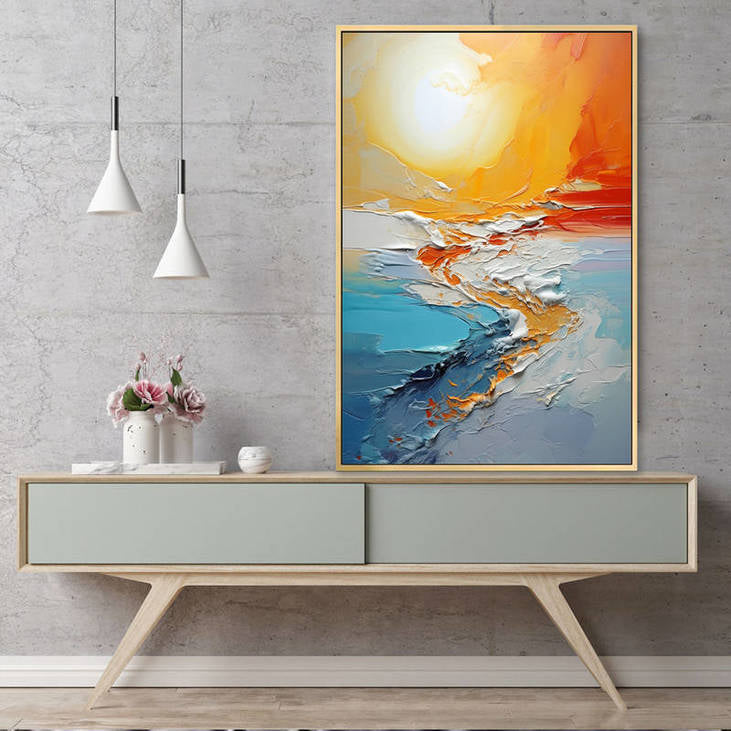 Abstract Sea & Sun Canvas Painting #VA30