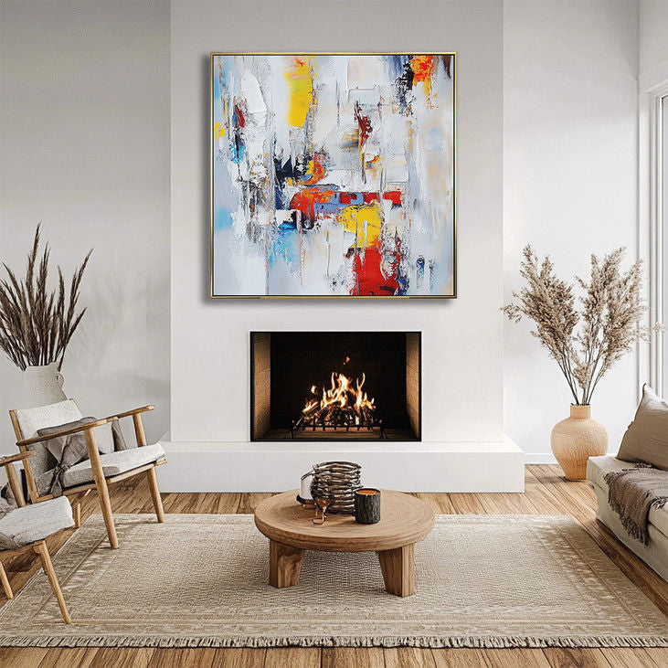 Hand Painted Abstract Canvas: Colorful Textured Art #YX26