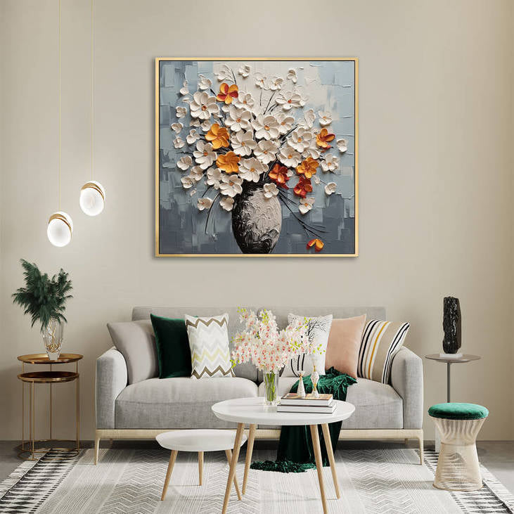 Hand Painted Impasto Flower Bouquet Art #VA112