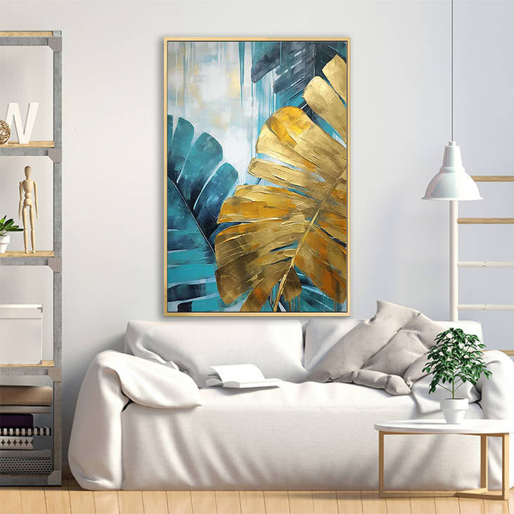 Gold & Teal Modern Wall Art for Living Room #YX500