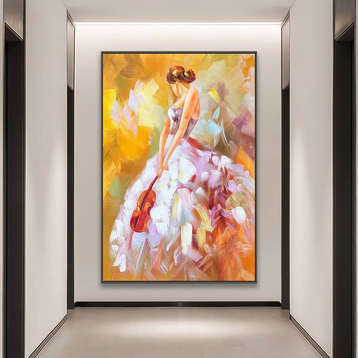 Vibrant Abstract Lady Violin Art #YX218